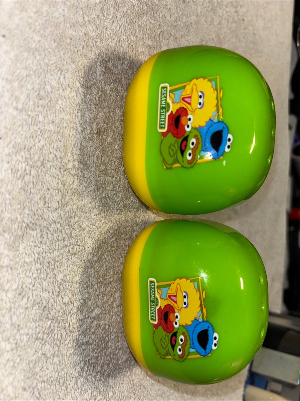 Sesame Street dumpling like squish toys Green & Yellow Character Egg Toy Pair